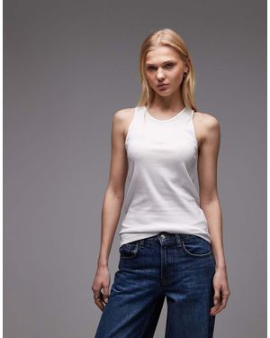 ARKET Rib Jersey Vest Top With Scoop Neck - Grey