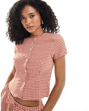 ASOS Blouse ajustée d'ensemble à mancherons - vichy - Rose