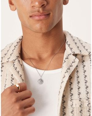 ASOS Sterling St Christopher Pendant Necklace - Brown