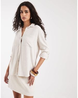 ONLY Linen Mix Oversize Shirt - White