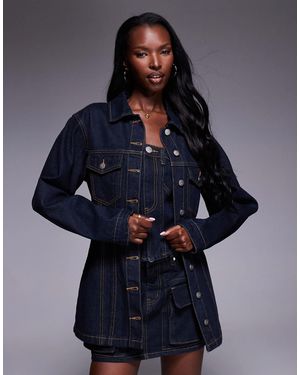Liquor N Poker Denim Jacket With Cinch Waist - Blue