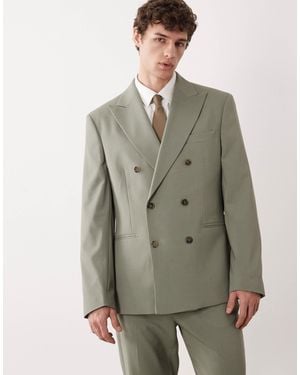 ASOS Double Breasted Slim Suit Jacket - Green