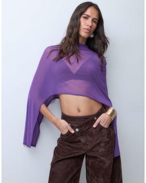 ASOS Sheer Mesh High Low Cape Top - Purple
