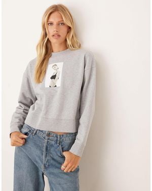 Calvin Klein Kate Moss Print Boxy Sweatshirt - Grey