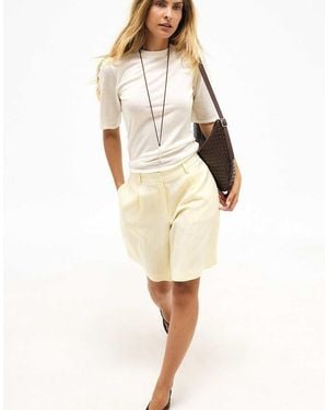 NA-KD Lyocell Blend Mid Waist Shorts - Natural