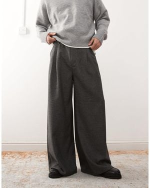 Collusion Wide Leg Check Trouser - Gray