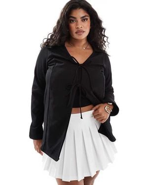 Yours Bow Front Split Sleeve Top - Black