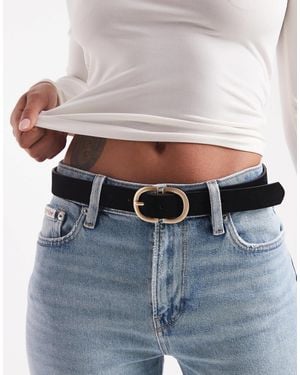 Pieces Suede Double Buckle Belt - Blue