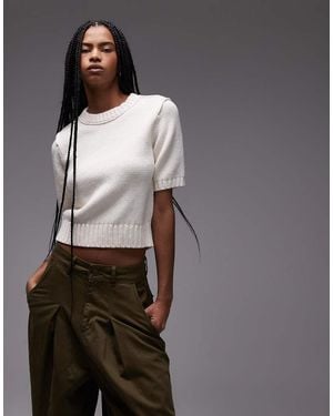 & Other Stories Wool Cotton Blend Short Sleeve Knitted Jumper - Grey