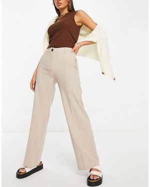 Bershka Wide Leg Slouchy Dad Tailored Trousers - White