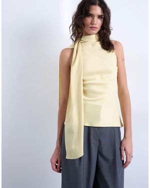 TOPSHOP Scarf Detail Satin Top - Natural
