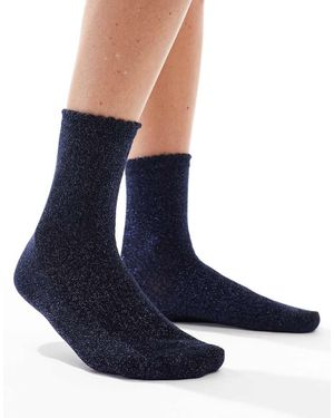 Pieces Glittersokken - Blauw