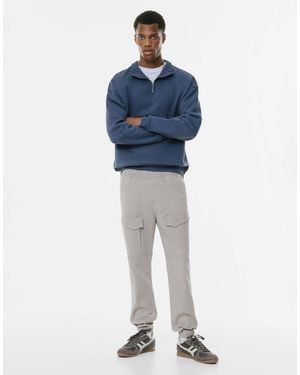 Pull&Bear Comfort Cargo Trousers - Blue