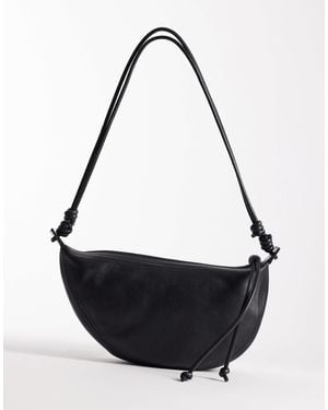 ARKET Real Leather Curved Crossbody Bag - Black