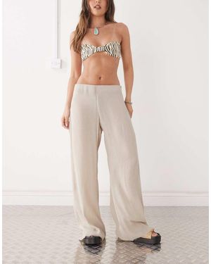 Weekday Wide Leg Plisse Trousers - Natural