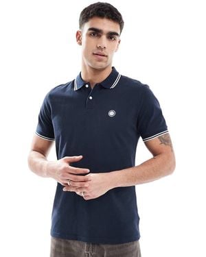 Pretty Green Polo Con Ribetes Y Logo De - Azul