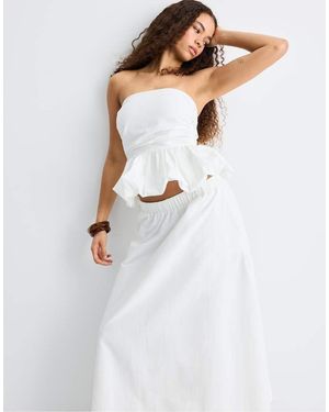 Stradivarius Poplin Layered Skirt - White