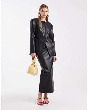 ASOS Faux Leather Tailored Pencil Maxi Skirt - Black