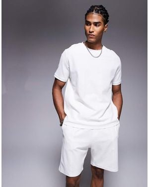 Bershka T-Shirt Bianca Testurizzata A Nido D'Ape - Bianco