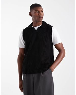 ASOS Relaxed Knitted Notch Neck Tank - Black