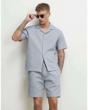 River Island Regular Fit Triangle Jacquard Shirt - Blue
