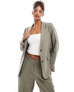 Vero Moda Linen Touch Oversized Blazer - Grey