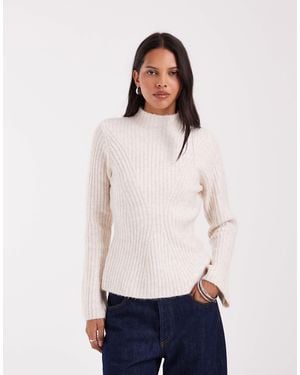Aware Pullover mit hohem kragen und rippdetails - Weiß