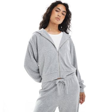 4th & Reckless Towelling Zip Through Hoodie Co-Ord - Gray