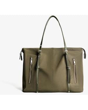 Bershka Faux Leather Shopper Bag - Green