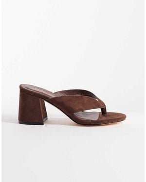 London Rebel Elle Heeled Thong Sandal - Brown