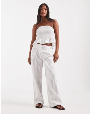 Vero Moda Poplin Wide Leg Pull On Trouser Co-ord - White