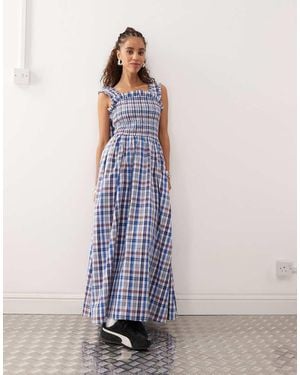 Collusion Check Maxi Dress - Blue
