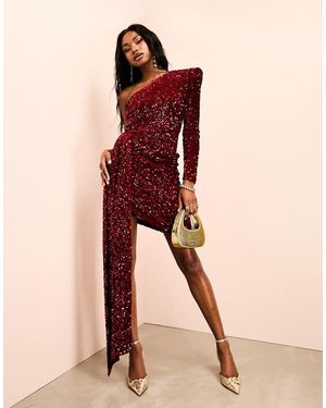 ASOS One Shoulder Asymmetric Draped Mini Dress - Pink