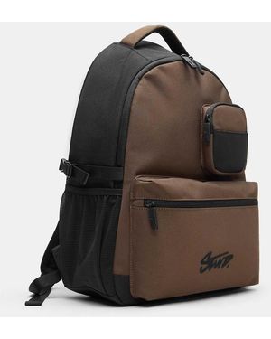 Pull&Bear Stwd Multi-pocket Backpack - Brown