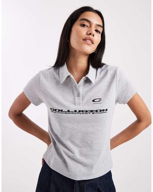 Collusion Polo Grigia Aderente - Bianco