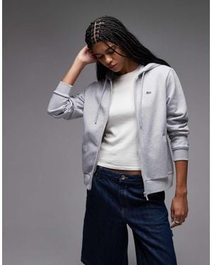 Lacoste Logo Zip Through Hoodie - Grey