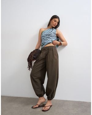 TOPSHOP Poplin Balloon Trouser - Brown
