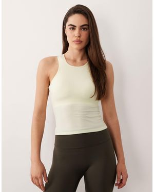 4505 Plush Lightweight Ribbed Racer Tank Top With Inner Bra And Removable Padding - Natural