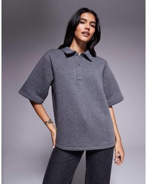 ASOS Top Felpato Stile Rugby Pesante Squadrato Color Antracite - Grigio
