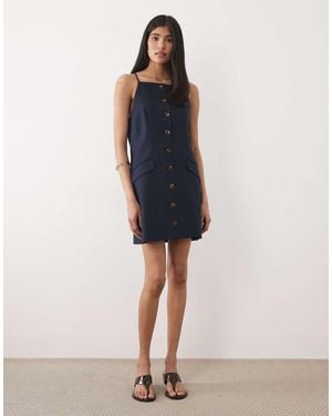 River Island Strappy Button Down Mini Dress - Blue
