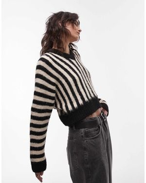TOPSHOP – pullover aus wollmix mit streifen - Mehrfarbig