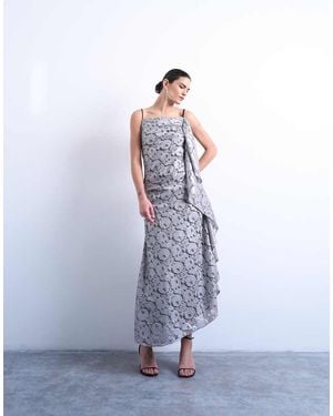 TOPSHOP Heavy Foiled Lace Maxi Dress - White