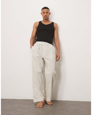 Calvin Klein – pyjamahose aus baumwolle - Weiß