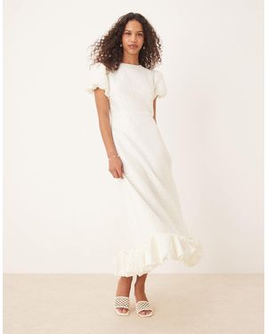 Sister Jane Puff Sleeve Bubble Hem Maxi Dress - Natural