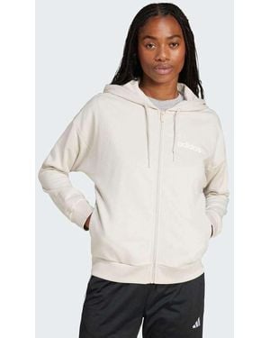 adidas Originals Essentials Linear Full-Zip French Terry Hoodie - White
