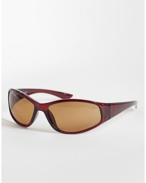 Weekday Oversized Racer Sunglasses - Red