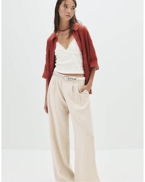 Pull&Bear Wide-leg Darted Trousers - White