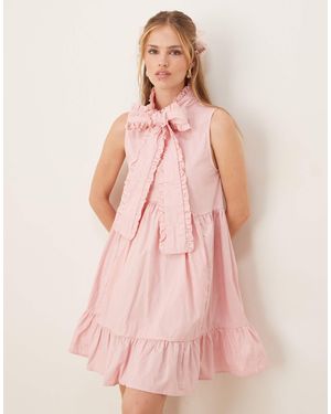 Sister Jane X Asos Bow Shirt Mini Dress - Pink