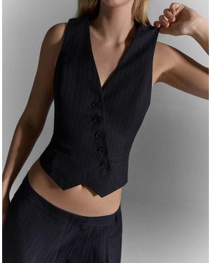 Bershka Striped Gilet - Black