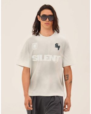 Bershka Short Sleeve Print T-shirt - Natural
